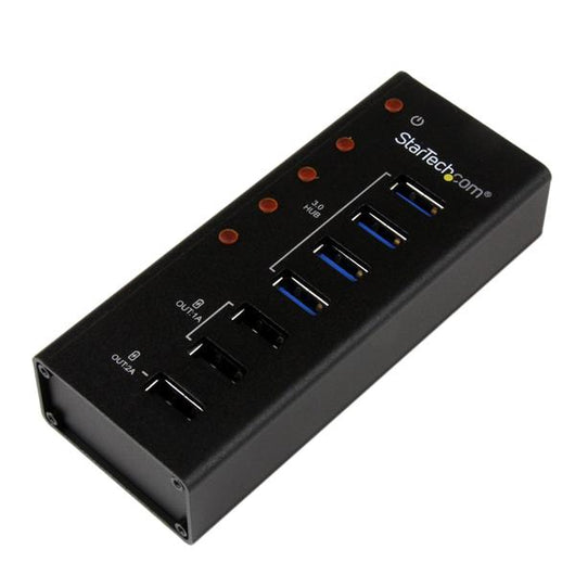Startech.com hub usb 3.0 alimentato a 4 porte con 3 porte di ricarica usb dedicate (2 x 1a e 1 x 2a) - box esterno in metallo per montaggio a parete - ST4300U3C3
