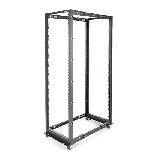 Startech.com server rack a 4 montanti 42u open frame, armadio rack di rete 19" con ruote, rack server per apparecchiature av/dati/media/it, quadro rack con ruote/piedini di livellamento o montaggio a pavimento - 4POSTRACK42
