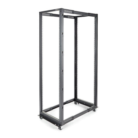 Startech.com server rack a 4 montanti 42u open frame, armadio rack di rete 19" con ruote, rack server per apparecchiature av/dati/media/it, quadro rack con ruote/piedini di livellamento o montaggio a pavimento - 4POSTRACK42