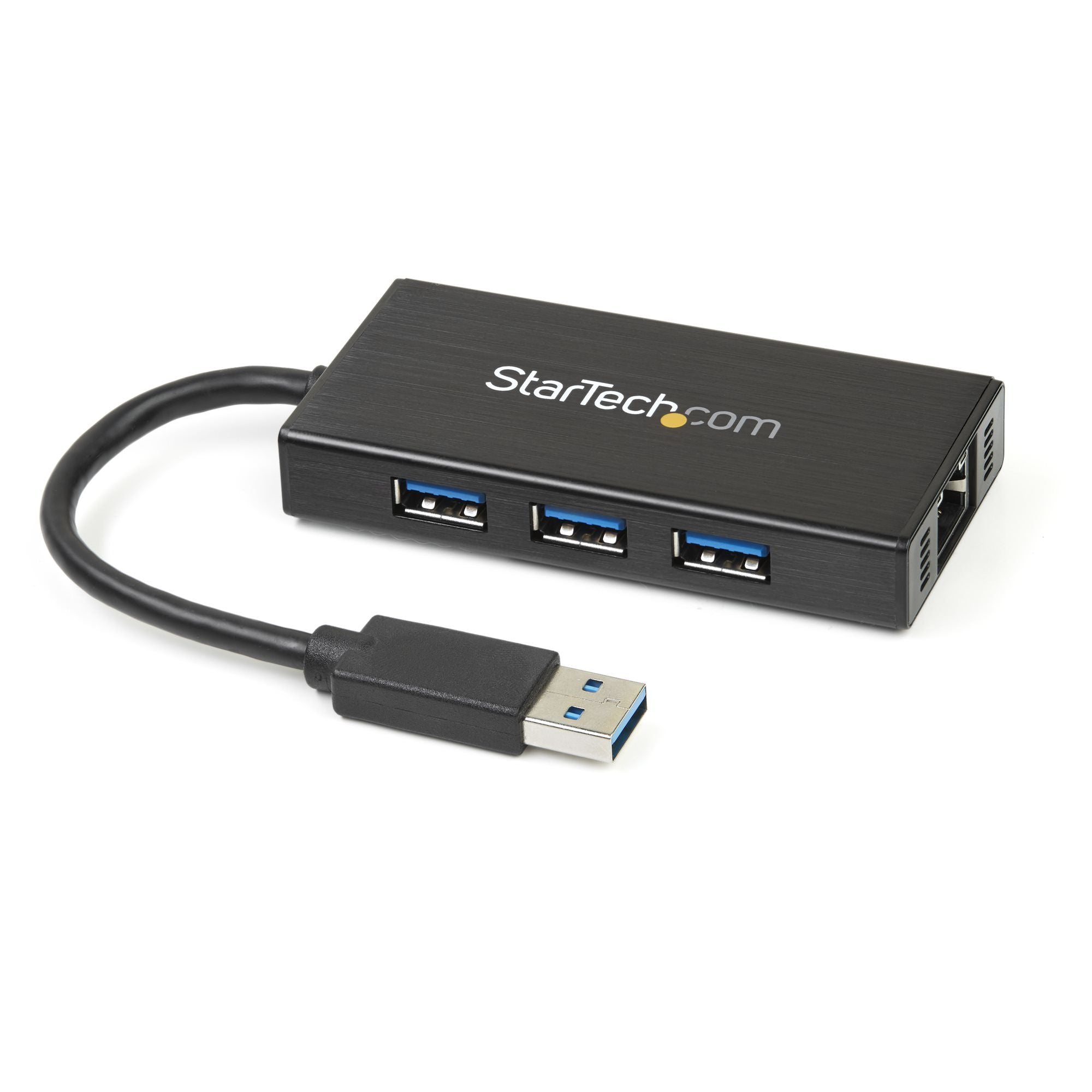 Startech.com hub usb 3.0 (5gbps) a 3 porte portatile con nic gigabit ethernet - in alluminio con cavo integrato - ST3300GU3B