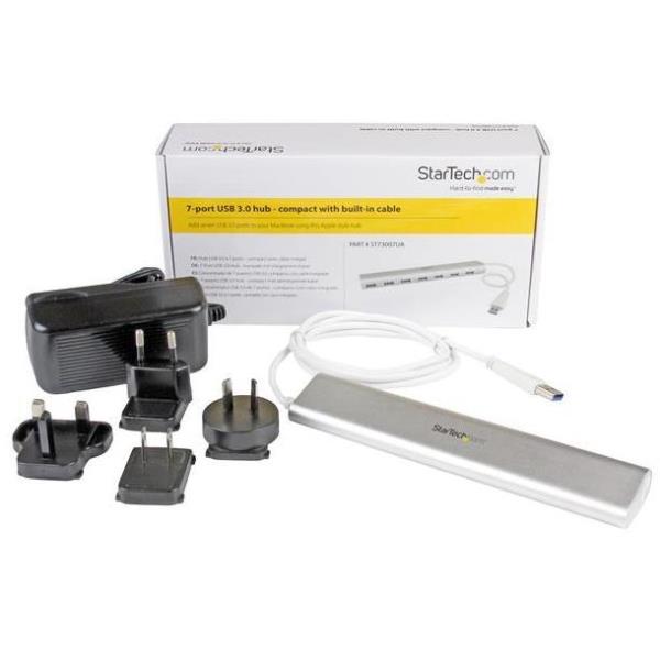Startech.com hub usb a 7 porte, da usb a a 7 porte usb-a, usb 5gbps, design robusto, alimentazione via bus o alimentatore esterno, hub usb 3.0 portatile per notebook - ST73007UA