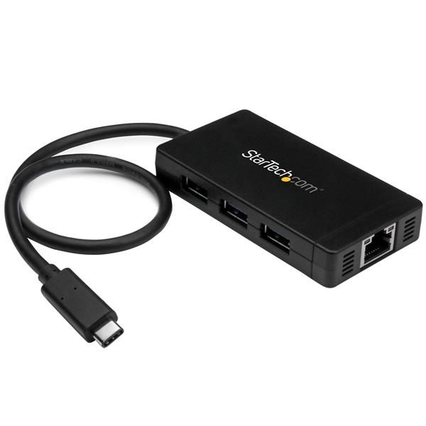 Startech.com hub usb 3.0 (5gbps) a 3 porte con usb-c e ethernet gigabit - include adattatore di alimentazione - HB30C3A1GE