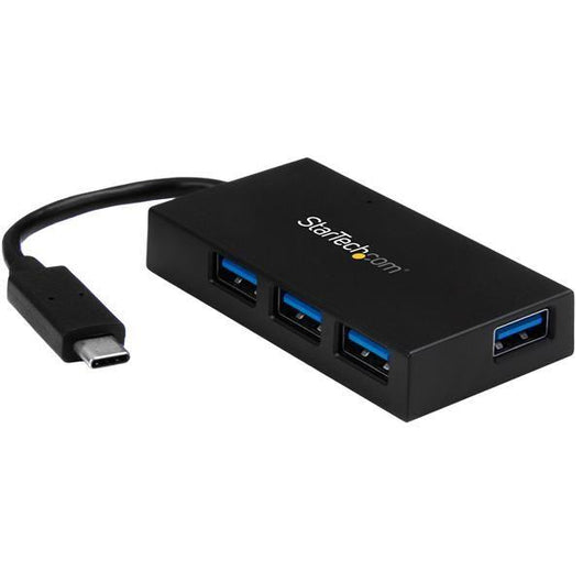 Startech.com hub usb-c a 4 porte - hub usb type-c con 4 porte usb-a (usb 3.0/3.1 gen 1 superspeed 5gbps) - adattatore portatile usb-c/usb-a - hub di ricarica bc 1.2 autoalimentato da bus usb o con alimentatore - HB30C4AFS