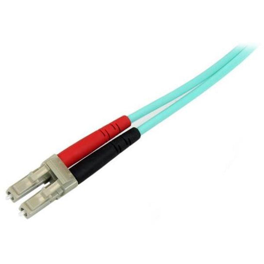 Startech.com cavo in fibra ottica multimodale da lc/upc a lc/upc om4 da 5 m - fibra lommf/vcsel zipcord da 50/125 µm, reti 100g - bassa perdita di inserzione - cavo patch in fibra lszh - turchese - 450FBLCLC5