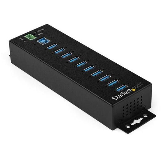 Startech.com hub usb 3.0 industriale a 10 porte con adattatore di alimentazione - protezione contro le sovratensioni - hub di trasferimento dati usb 3.0 industriale in metallo - montabile su guida din, a parete o su scrivania - HB30A10AME