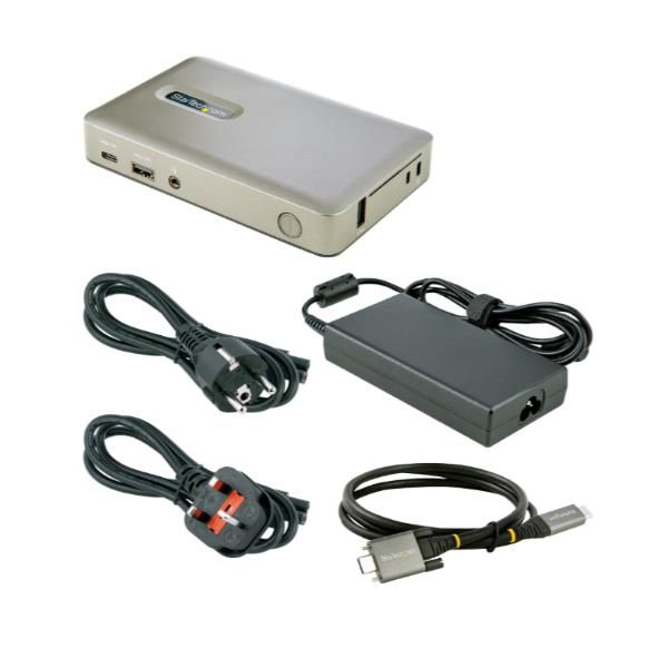 Startech.com docking station usb-c - usb tipo c a displayport 4k 30hz o vga - ricarica usb power delivery da 65 w - hub usb 3.1 gen 1 a 4 porte - dock usb-c universale per laptop - mini dock usb-c con ethernet - DKM30CHDPDUE
