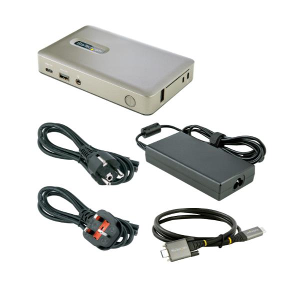 Startech.com docking station usb-c - usb tipo c a displayport 4k 30hz o vga - ricarica usb power delivery da 65 w - hub usb 3.1 gen 1 a 4 porte - dock usb-c universale per laptop - mini dock usb-c con ethernet - DKM30CHDPDUE