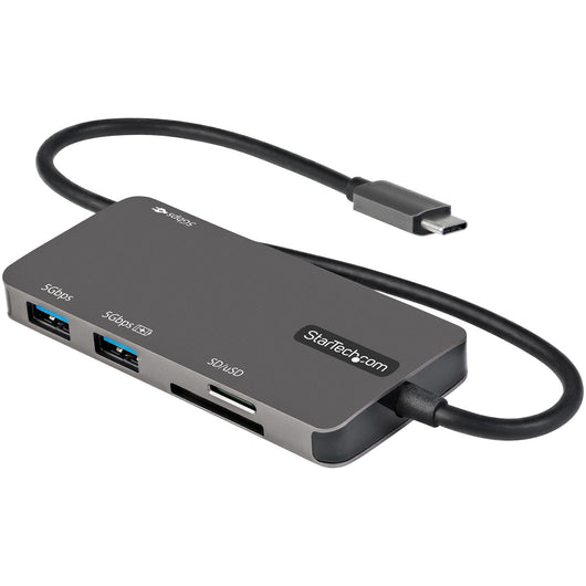 Startech.com adattatore multiporta usb c - da usb-c a 4k hdmi, 100w power delivery pass-through, slot sd/microsd, hub usb 3.0 a 3 porte - usb type-c mini dock - cavo integrato da 30cm - DKT30CHSDPD