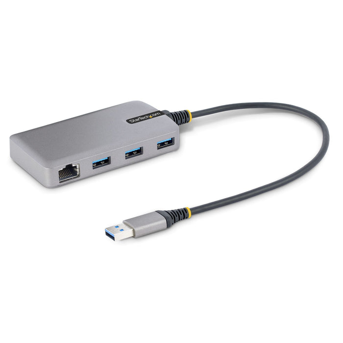 Startech.com hub usb a 3 porte con ethernet - hub usb 3.0 5gbps alimentato via bus - hub splitter usb-a a 3x usb-a portatile per desktop/notebook con ingresso di alimentazione ausiliaria opzionale - cavo da 30 cm - 5G3AGBB-USB-A-HUB