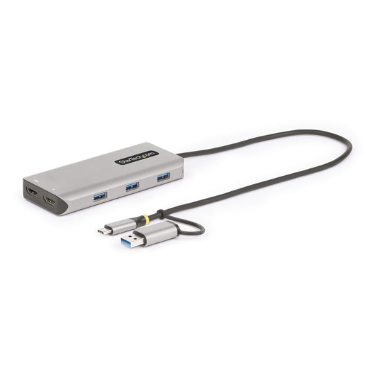 Startech.com adattatore multiporta usb-c con dongle usb-c a usb-a, doppio hdmi (4k30hz/1080p60hz), hub usb-a 5gbps a 3 porte, mini dock da viaggio, docking station usb tipo c per laptop, cavo da 40 cm - 167B-USBC-MULTIPORT