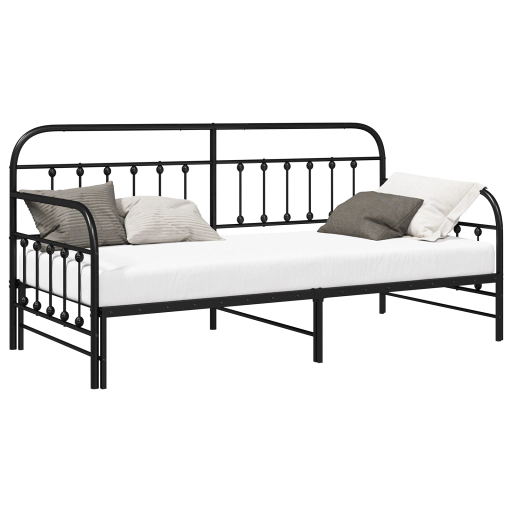 Struttura letto giorno  con letto estraibile, nera, 107x203 cm, in acciaio
