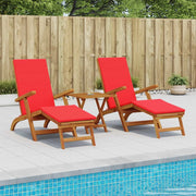 Lettino prendisole reclinabile e pieghevole 3 pcs Rosso