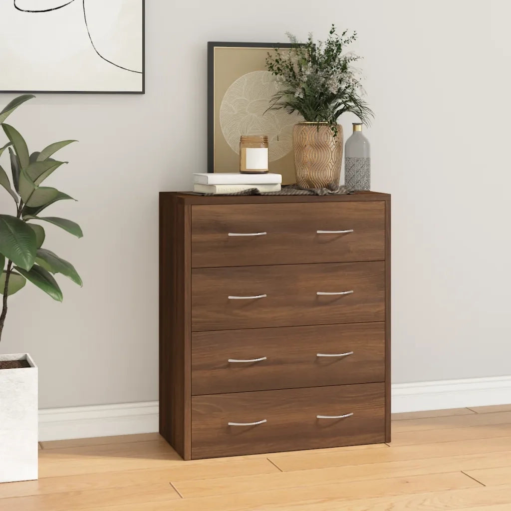 Credenza con 4 Cassetti-Buffet-Armadio da cucina 60x30,5x71 cm Rovere marrone