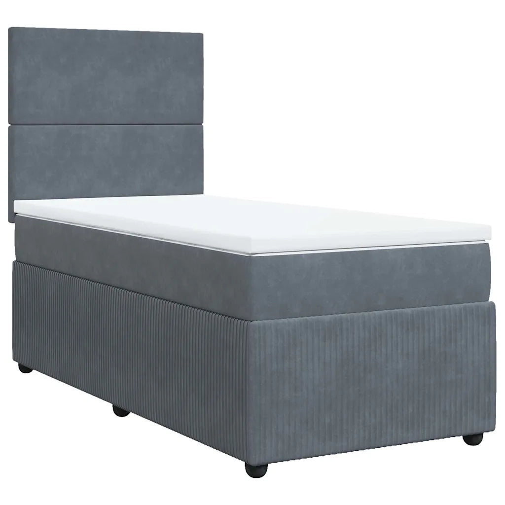 Giroletto a Molle con Materasso Grigio Scuro 80x200 cm Velluto