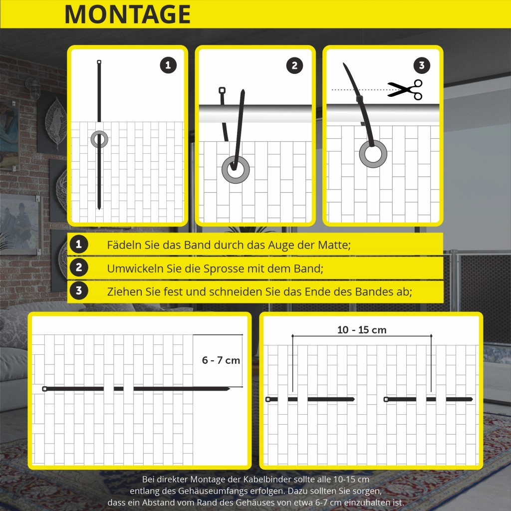 Telo di copertura per balcone in tecnorattan KADAX 1x4M, tappeto nero per balcone, terrazza e recinzione, di alta qualità.