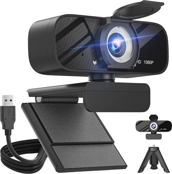 Webcam HD con Microfono - 1080p Camera USB per Desktop e Laptop, Flessibile e Girevole per Videoconferenze e Streaming
