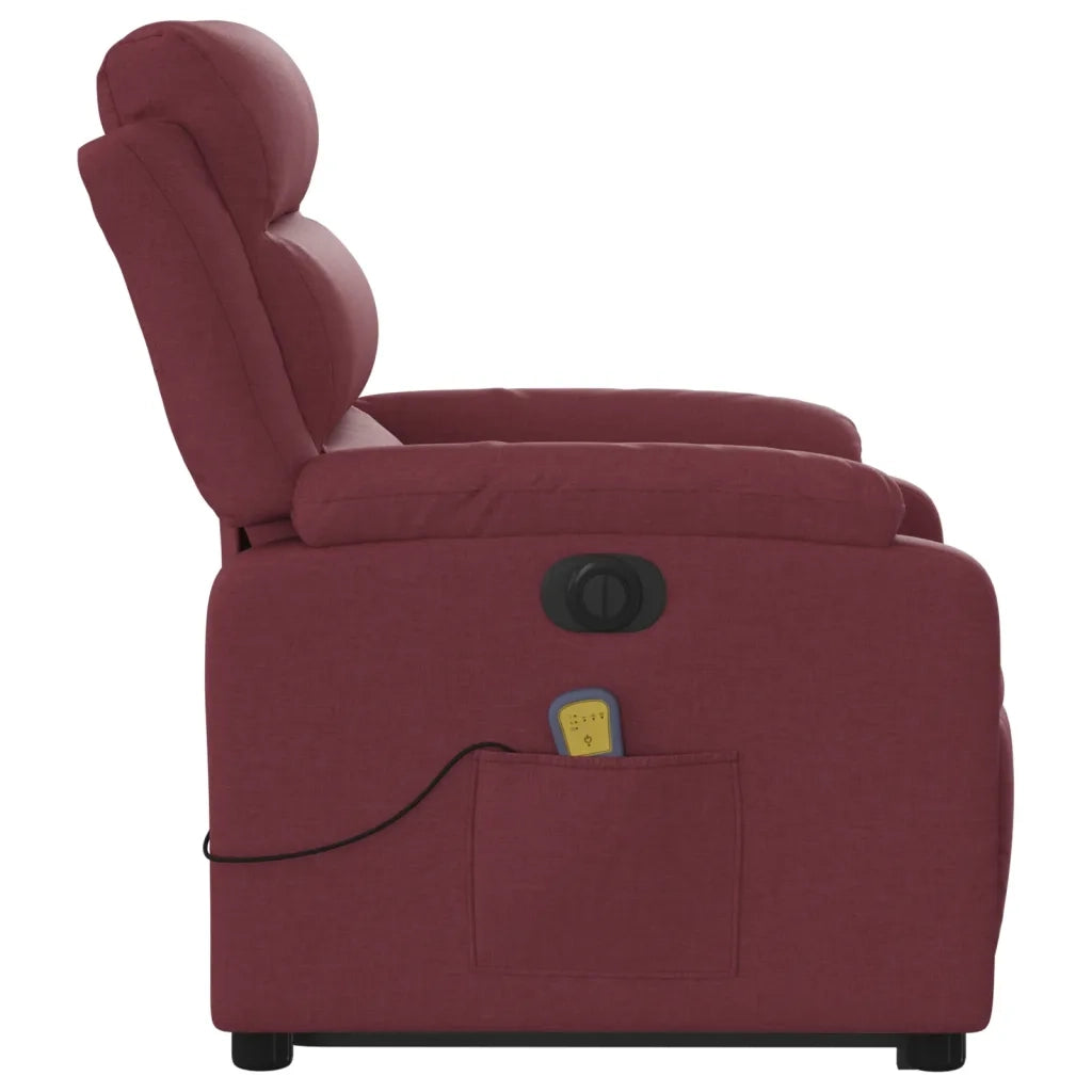 Poltrona Alzapersona Massaggiante Elettrica Rosso Vino Tessuto 3205019