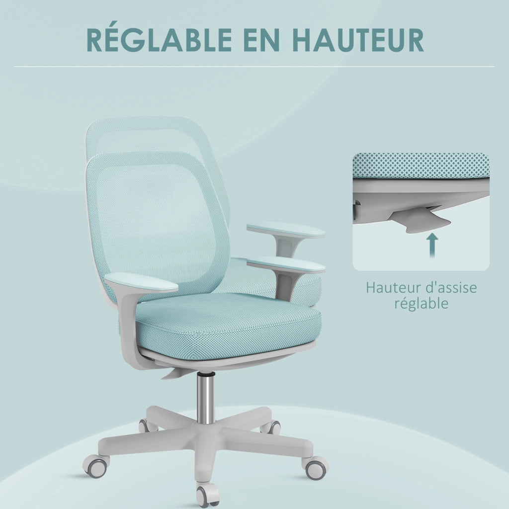 Sedia da ufficio ergonomica in rete ¨C zephmum ¨C verde 55x48x82.5-94.5cm