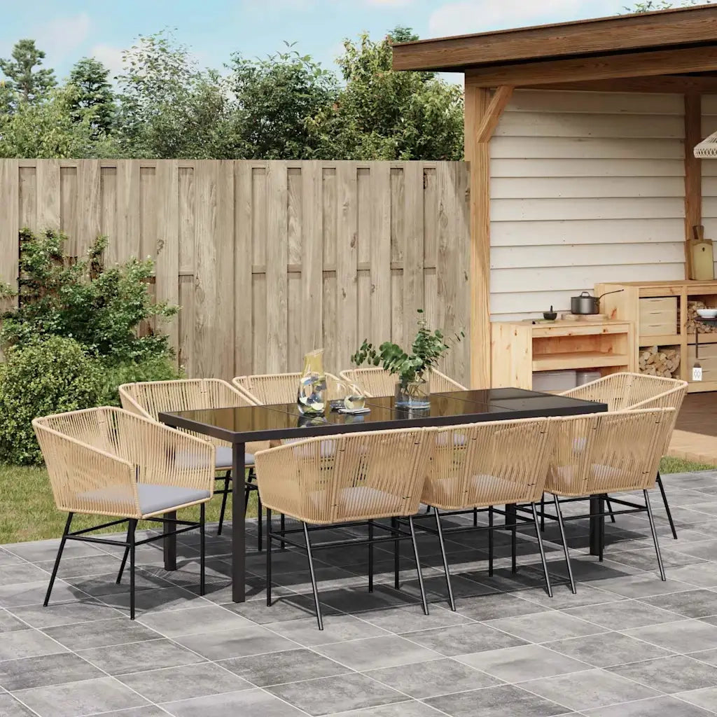 Set da Pranzo per Giardino con cuscino 9 pcs Marrone 3380931