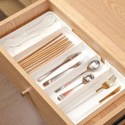 Accessori da cucina in bianco, rastrelliera da forno con apertura regolabile, organizzatore da tavolo con alta capacità per coltelli, forchette, cucchiai, spatole, pinze