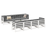 Set Divani da Giardino 9 pz Bianco in Legno Massello di Pino 3299354