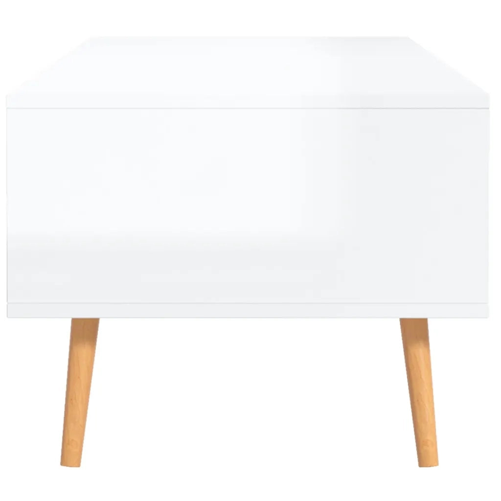 Tavolino Salotto Bianco Lucido 100x49,5x43 cm Legno Multistrato 326792