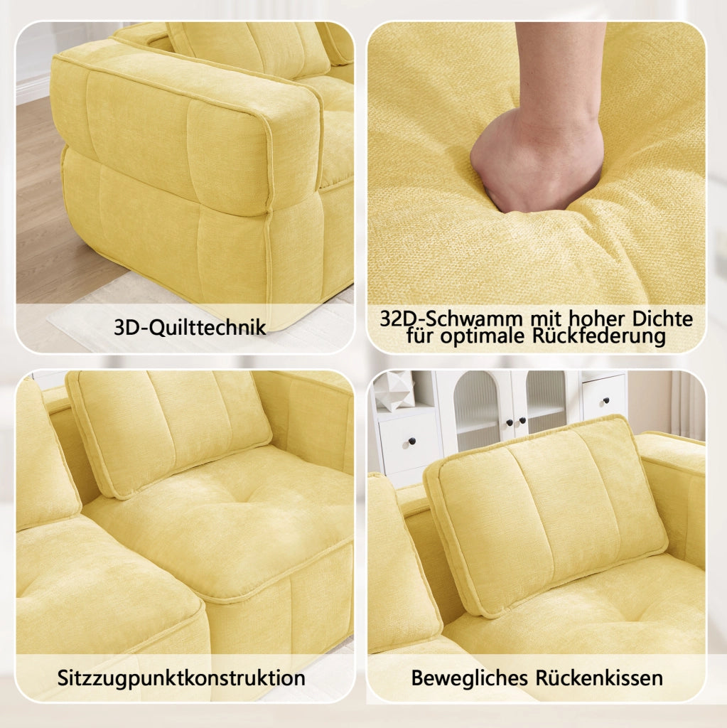 DIVANO Modulare Senza Struttura 271x93x67 cm Poliestere Giallo