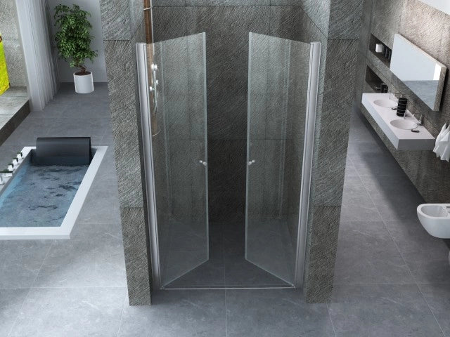 Porta doccia due ante saloon cristallo 8mm trasparente h.195cm Marlon 80 cm