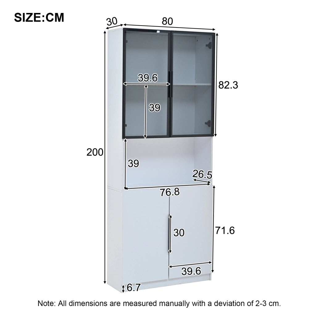Vetrina bianca con LED, vetro temperato e ripiani regolabili