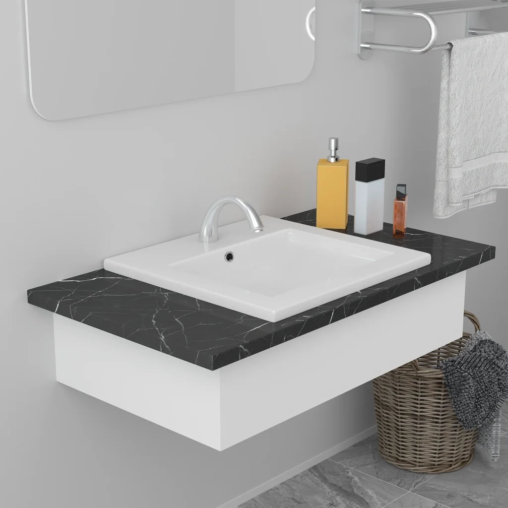 Lavabo da Incasso 42x39x18 cm in Ceramica Bianco CFW1978407