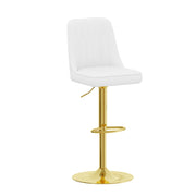 Set di 2 sgabelli da bar con altezza regolabile e schienale - PU bianco; metallo oro