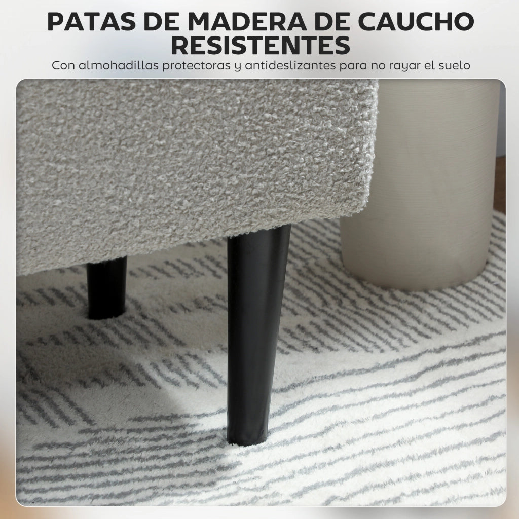 Pouf Contenitore Imbottito Grigio ¨C Zephmum ¨C 95x38x45 cm