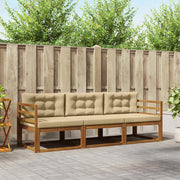 Set di divani da esterno con cuscino 3 pcs Naturale e Beige