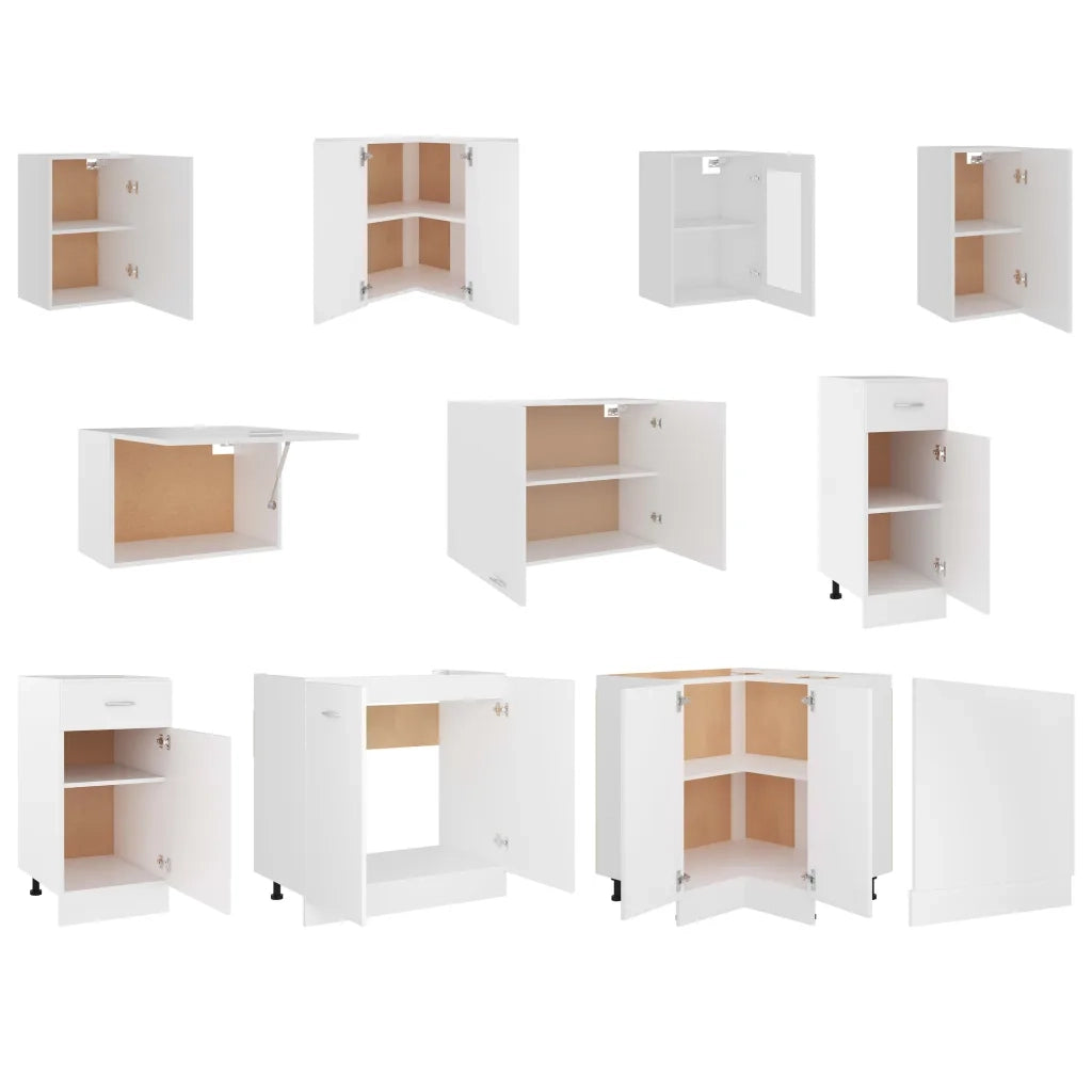 Set Armadi da Cucina 11 pz Lyon Bianco in Truciolato 3067665