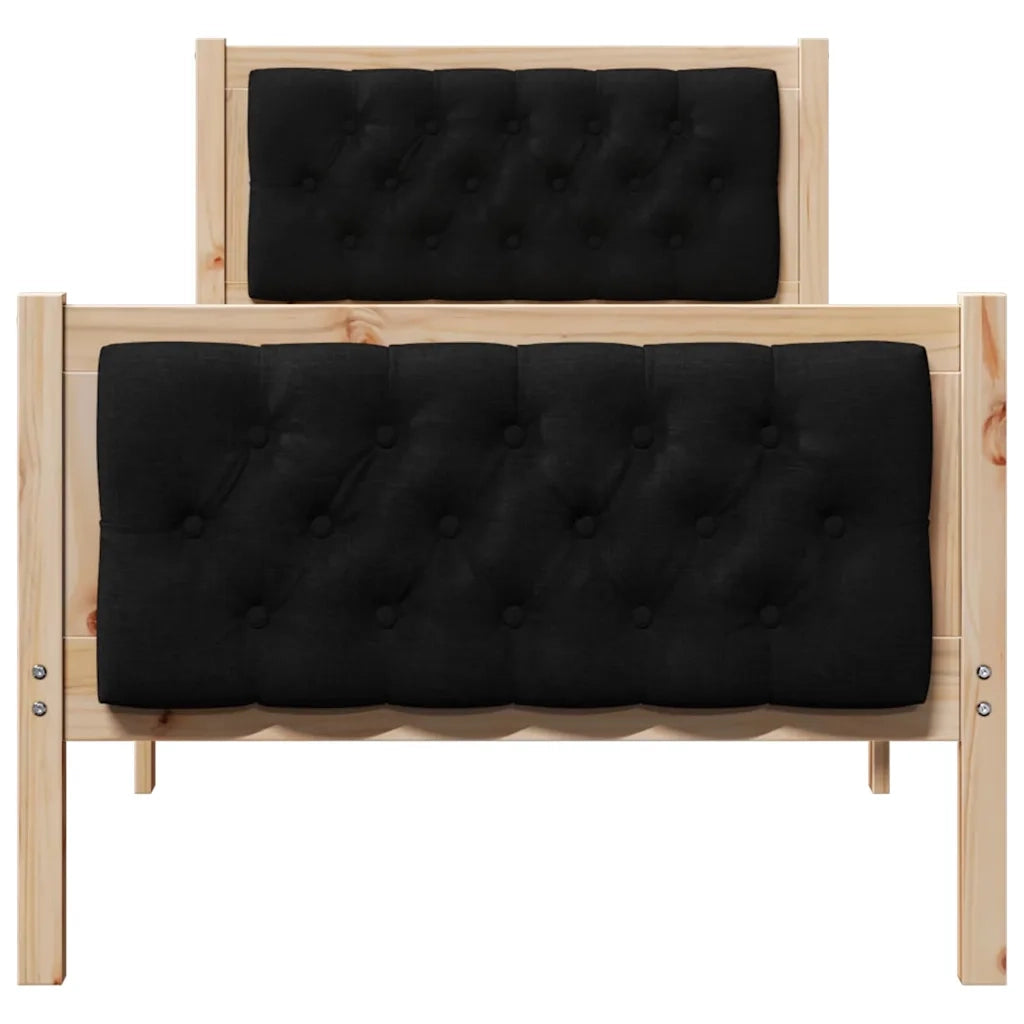 Struttura del letto con testiera Nero 80 x 200 cm Pino massello 878431