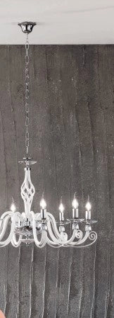 LAMPADARIO 1306 12 LUCI BIANCO E CROMO ATTACCO E14 D.100CM