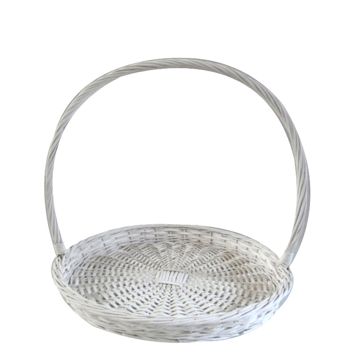 Set 2 Cesti Rotondi Piatti in Vimini con Manico Larghezza 50 cm