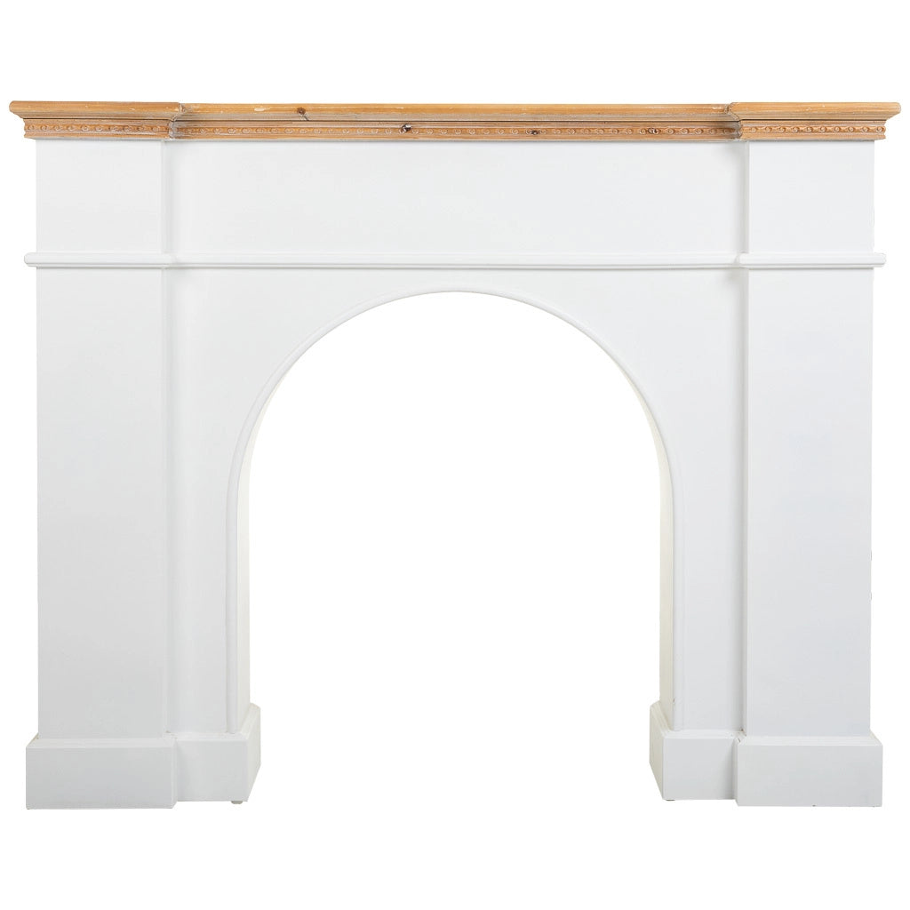 Cornice camino in legno bianco 125,5x29x101h