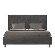 Letto una piazza e mezza senza rete imbottito 130x200 microfibra grigio Agueda
