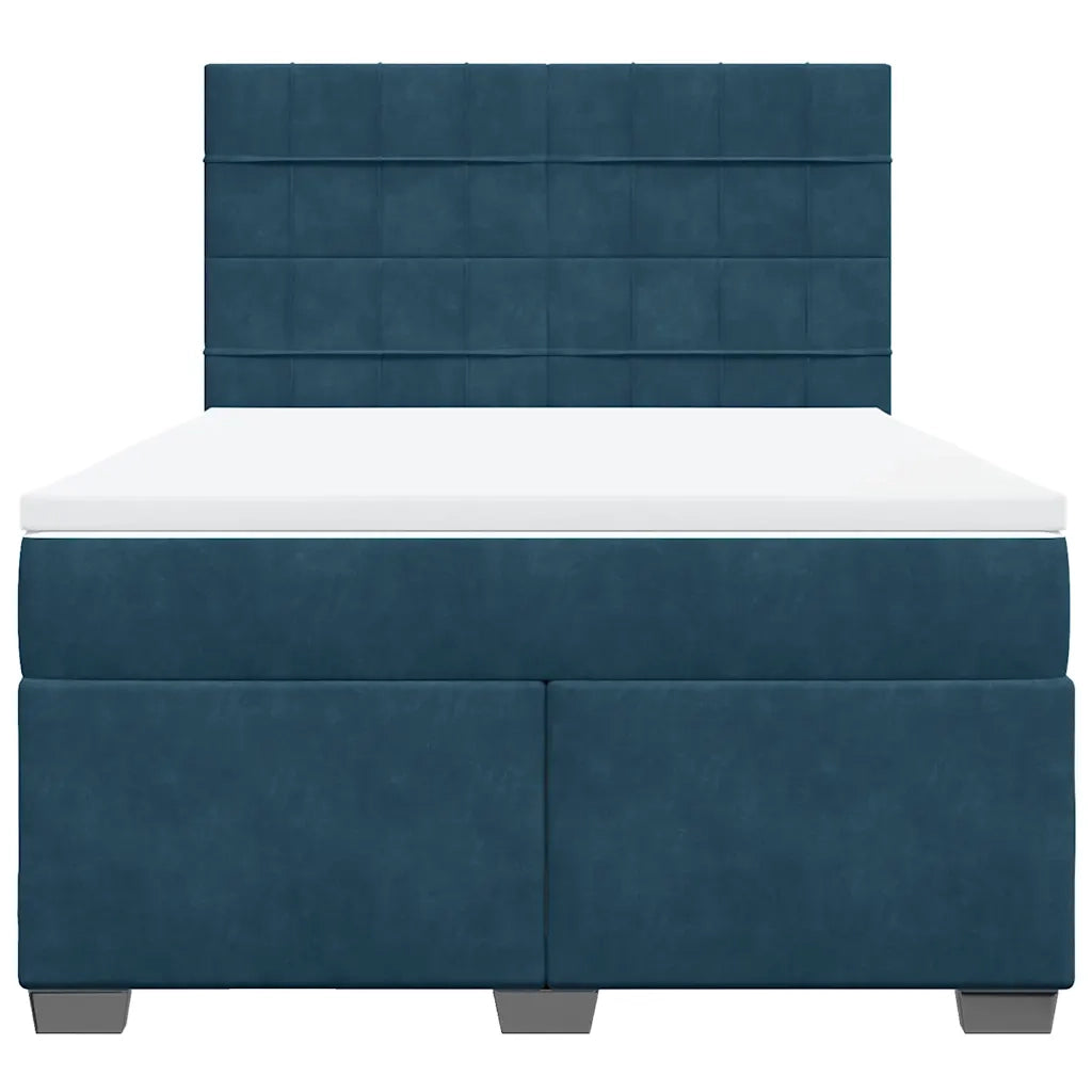 Giroletto a Molle con Materasso Blu 160x200 cm in Velluto