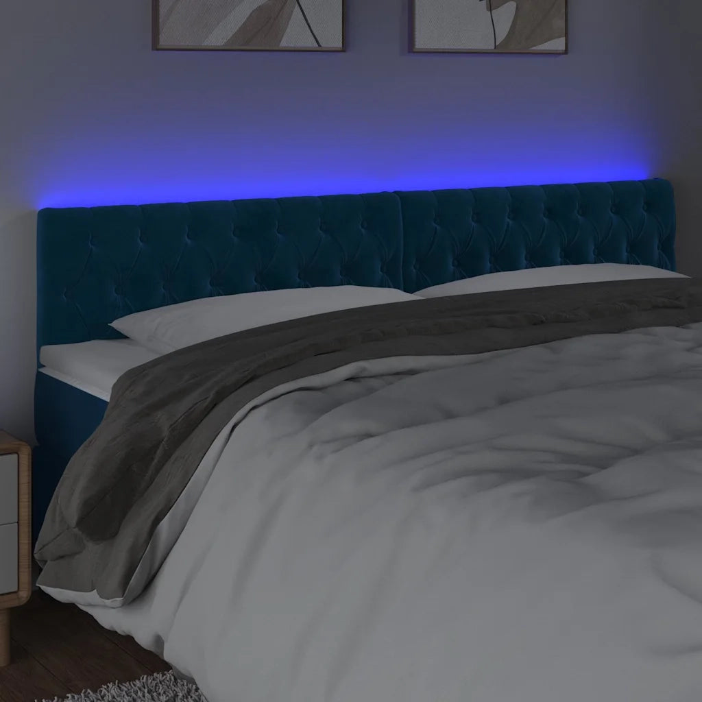 Testiera a LED Blu Scuro 180x7x78/88 cm in Velluto 3122012