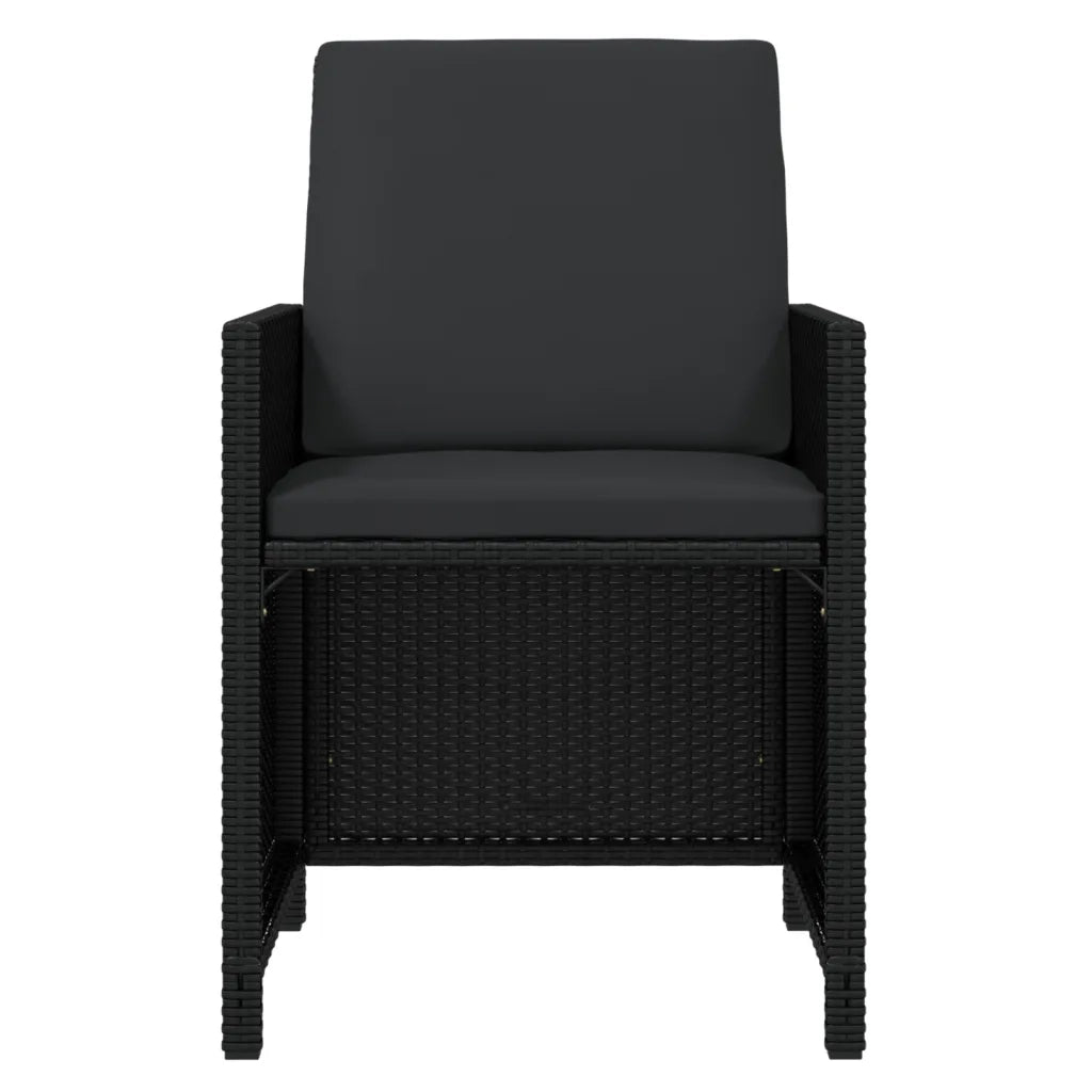 Set da Pranzo da Giardino 15 pz con Cuscini in Polyrattan Nero cod mxl 42918