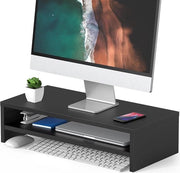 Supporto per monitor 2 livelli per schermo desktop - ripiano per ufficio domestico - nero