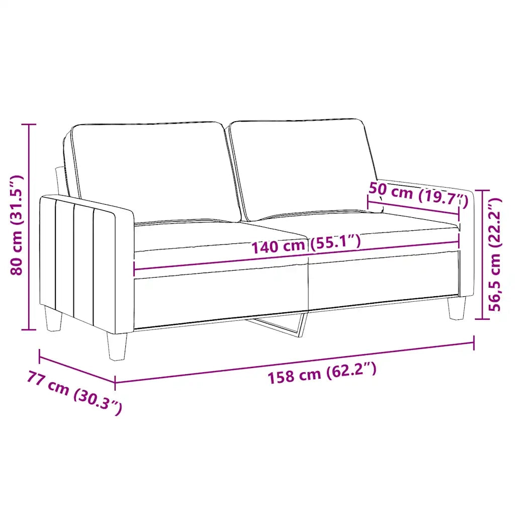 Divano a 2 Posti Marrone 140 cm in Tessuto 359166