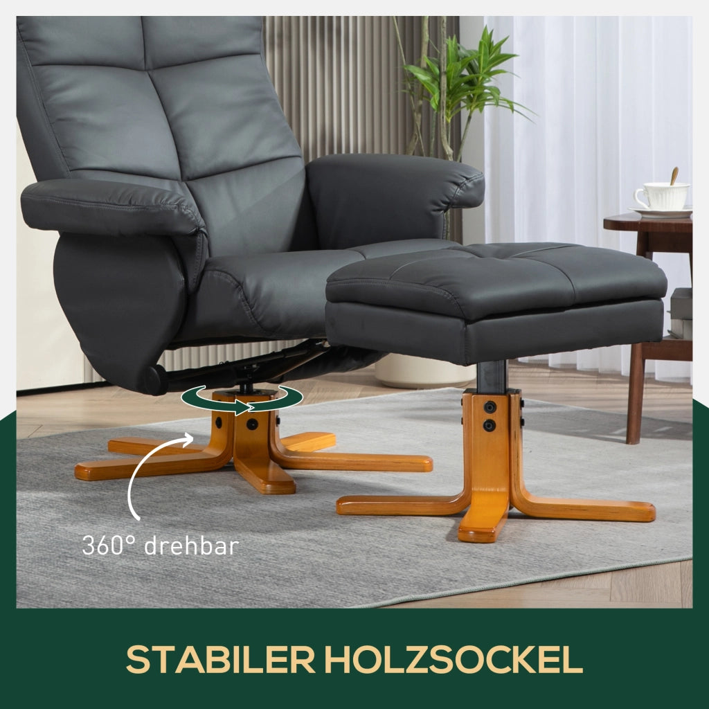 Poltrona Relax Massaggiante Elettrica Reclinabile con Poggiapiedi ¨C Zephmum ¨C Similpelle Grigio Scuro 360¡ã Girevole