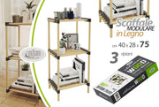 Scaffale in Legno Modulare con 3 Ripiani 75 x 40 x 28 cm