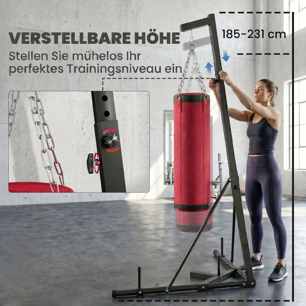 Supporto per Punching Ball Regolabile in Altezza 185-231cm Base Triangolare ¨C zephmum ¨C Nero