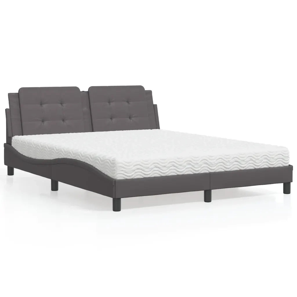 Letto con Materasso Zadar Grigio 160x200 cm in Similpelle 3208876