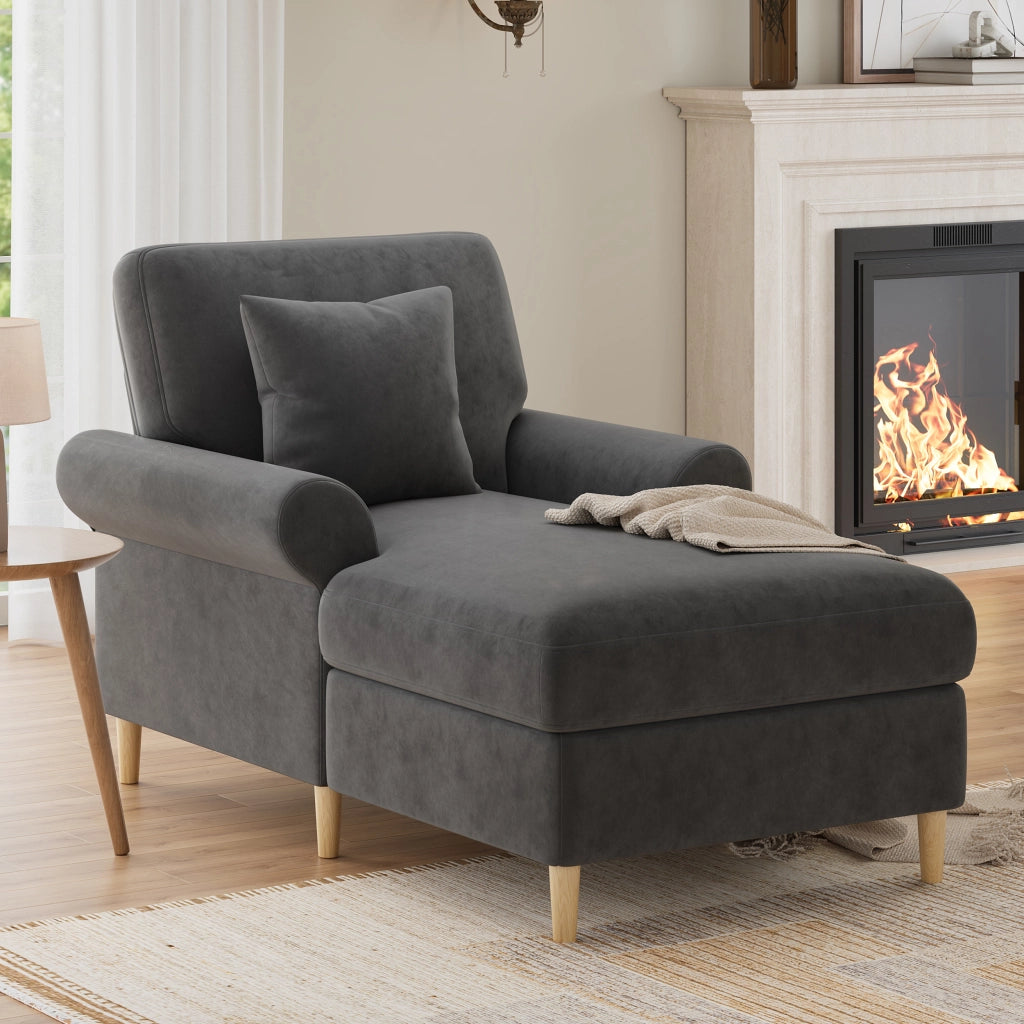 POLTRONA Relax reclinabile 133x87x90 cm Velluto Grigio