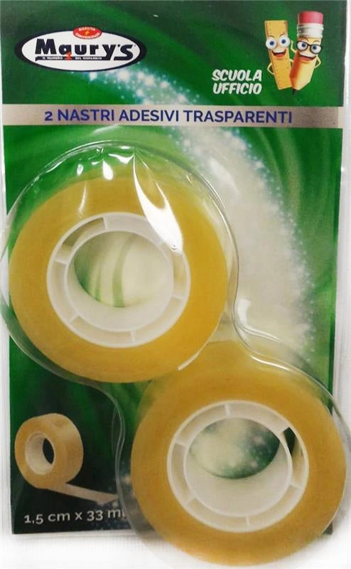 MAURY'S NASTRO ADESIVO TRASPARENTE 1,5CM X 33 METRI 2PZ